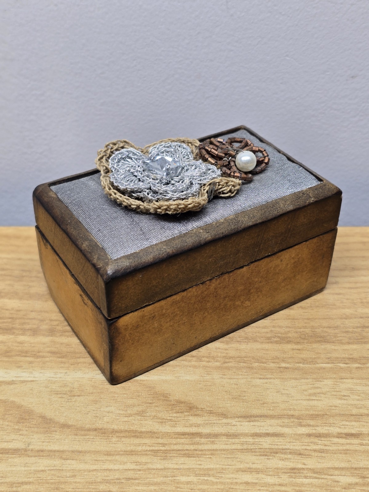 Hardwood Trinket Jewelry Box Handcrafted 4" X 2.5" X 2"