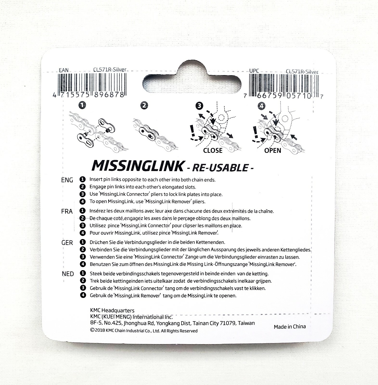 2PCS KMC Missing Link II 7.1mm 6 7 8 speeds Silver Re-usable