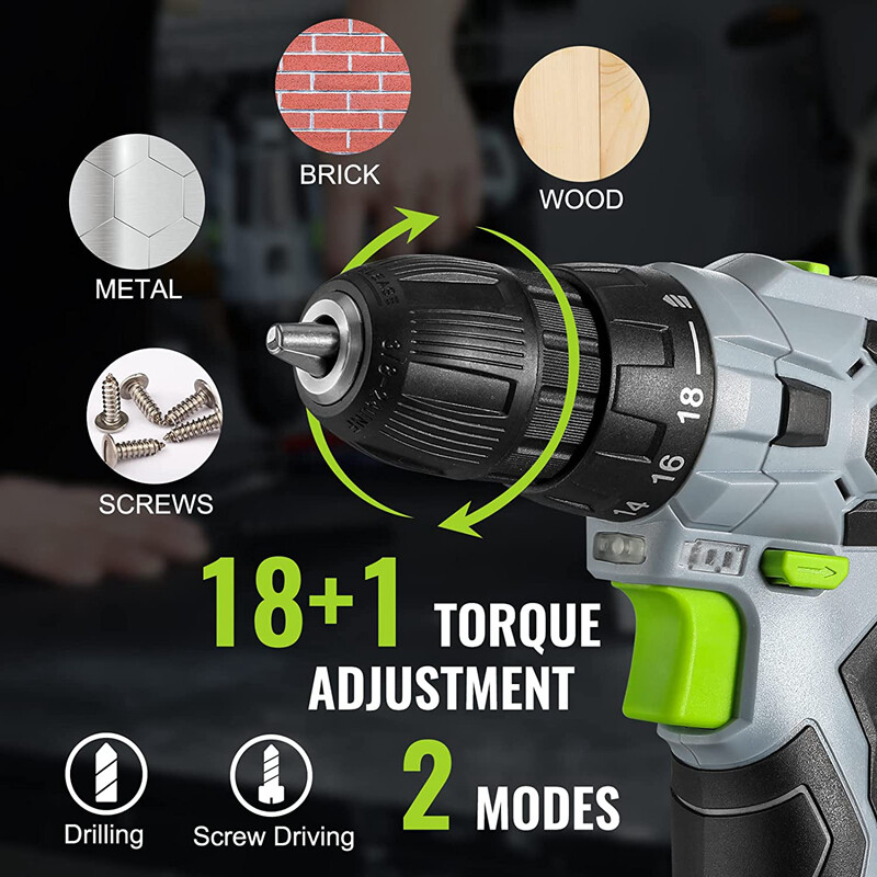 WORKPRO Cordless Drill Driver Kit 12V Screwdriver Driver Tool 3/8" Keyless Chuck