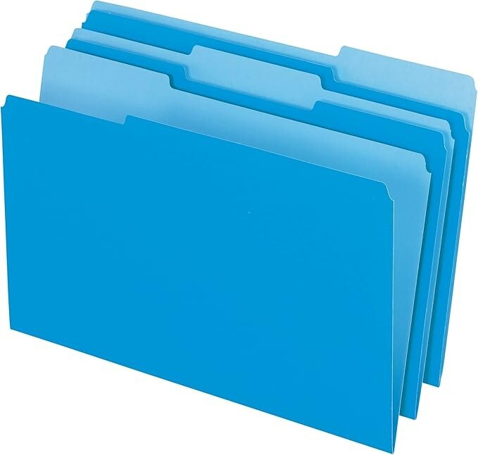 Lot of 2 - 100 Count Home Depot Top Tab Blue File Folders, 1/3 Cut, Legal Size