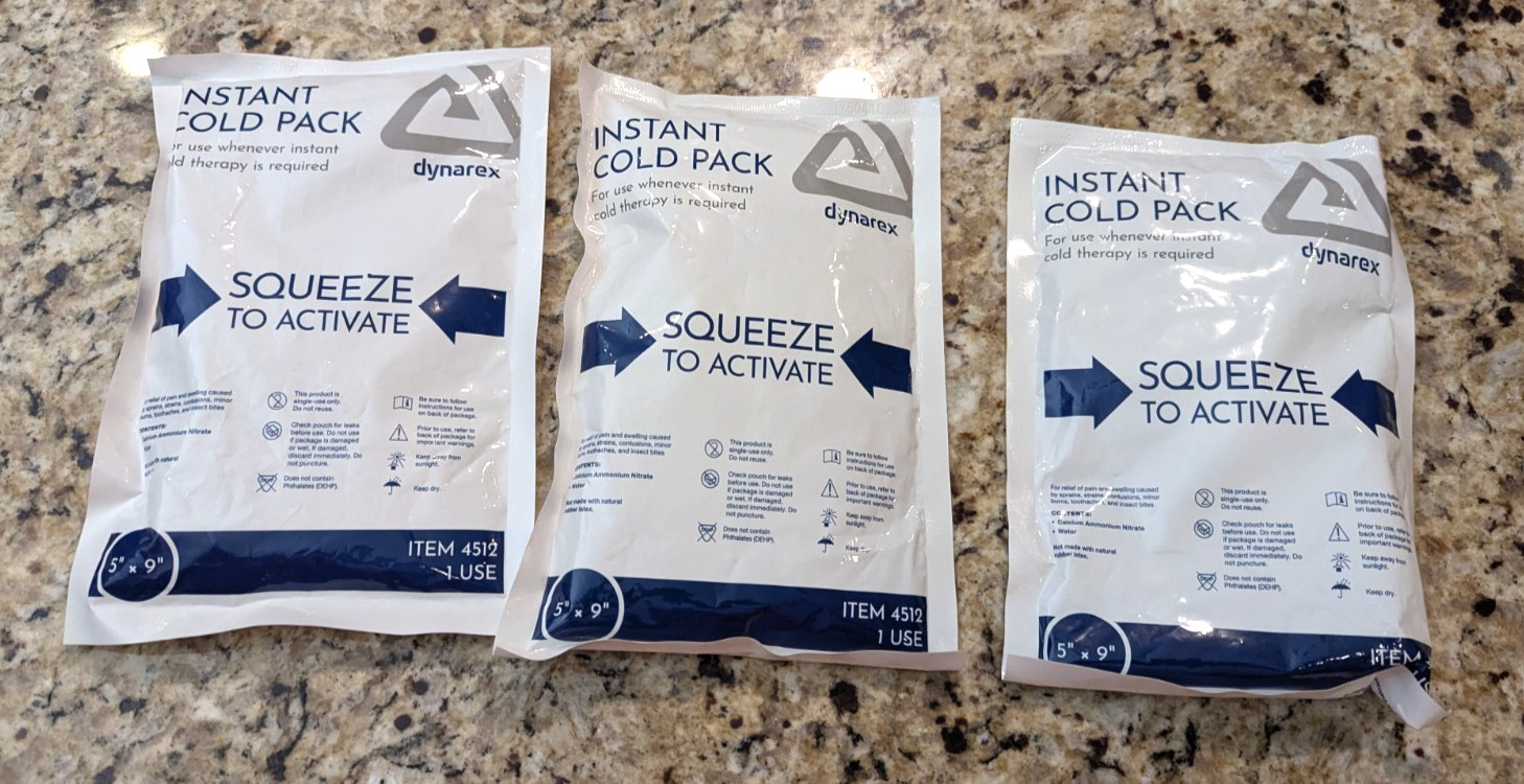 Dynarex 3 Pack Cold Pack 5" x 9" Single Use Item 4512