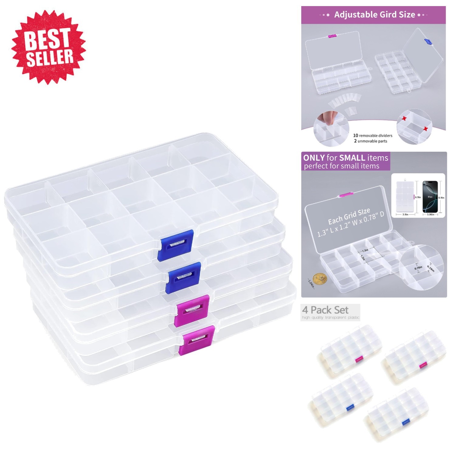 Lightweight Small Bead Storage with Adjustable Dividers - Perfect for Crafts