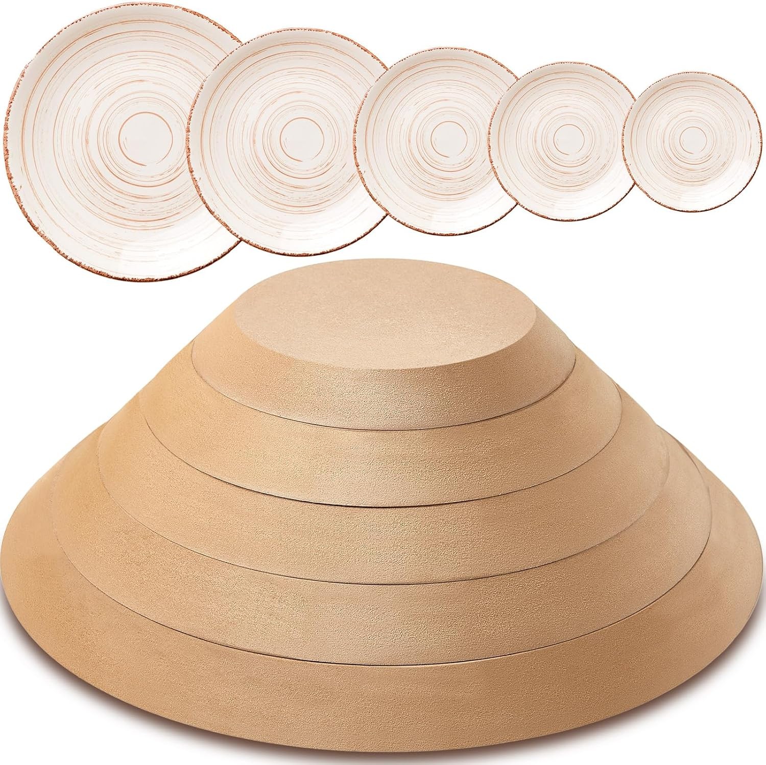 5 Pcs Ceramic Mold for Clay Wooden Pottery Clay Molds for Pottery Ceramic Plate