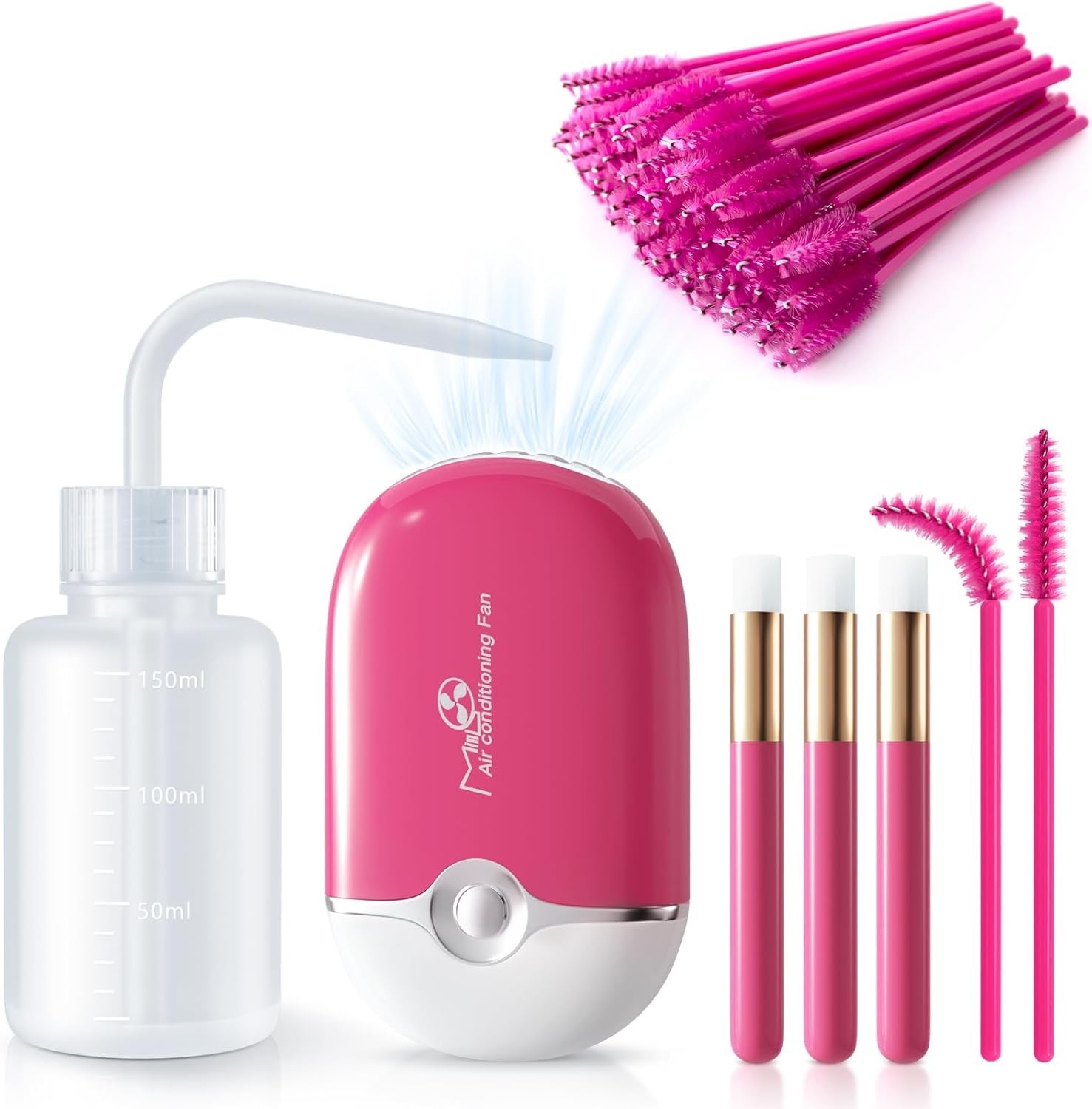 mloa Lash Eyelash Fan Kit - Mini Portable Fans Lash Shpoo Brush, 3