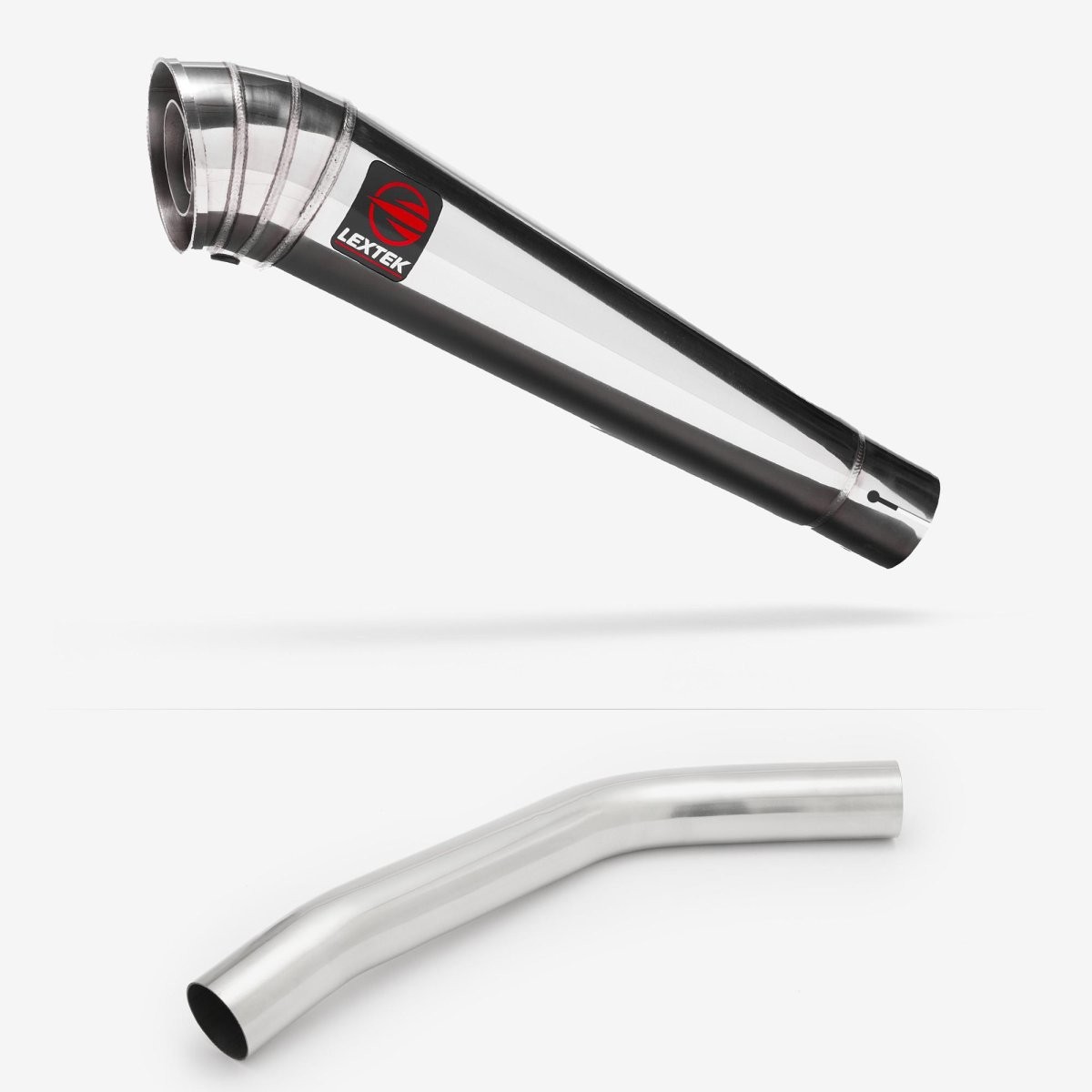 Lextek Stainless Steel MP4 Polished 300mm Exhaust with Link Pipe Silencer Rear