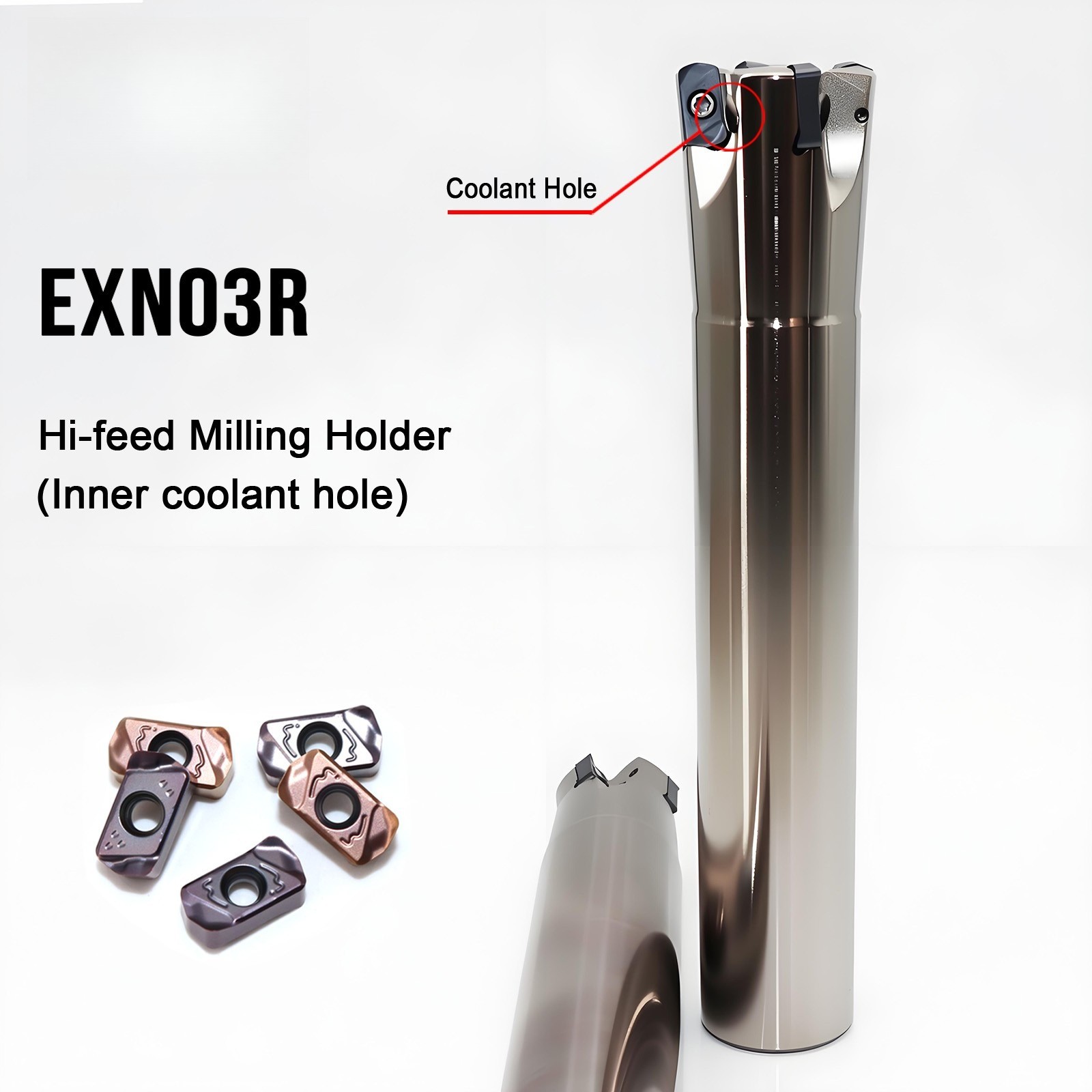 EXN03R Internal coolant Hole Indexable High Feed Milling Cutter holder 16~26mm