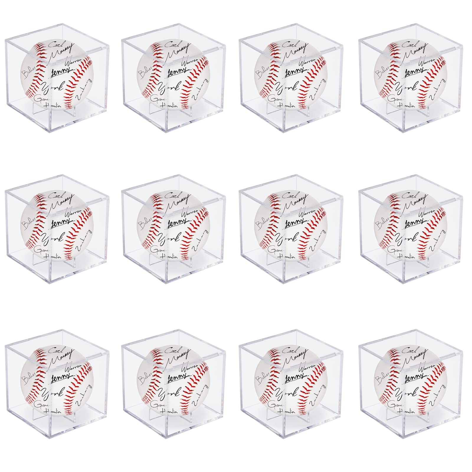 12Pack Baseball Display Case Acrylic Cube - UV Protected 12 PC, Clear
