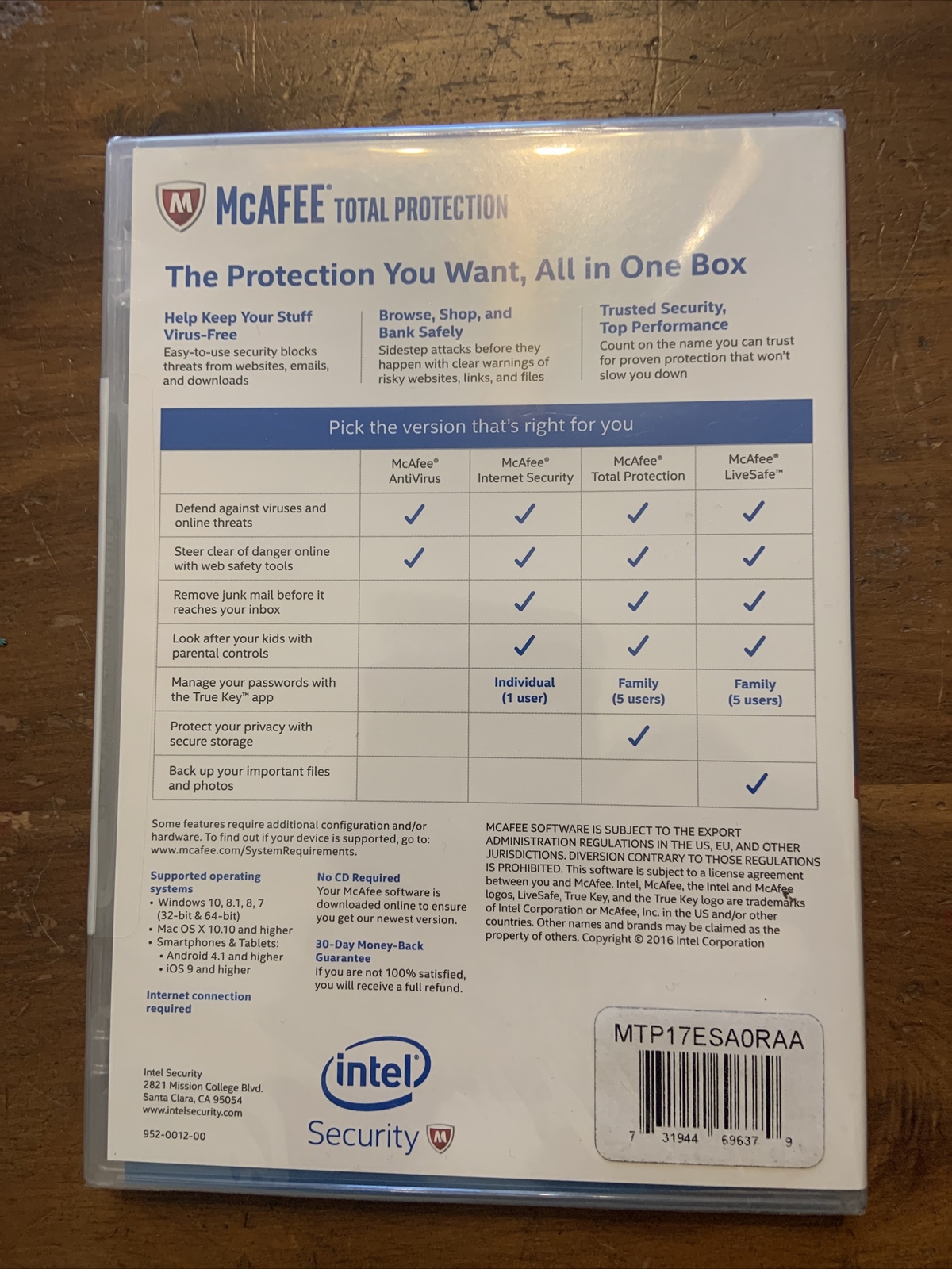 McAfee Total Protection 2017 1 Year 10 Devices