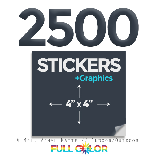 2500 Custom Quality Vinyl STICKERS + FREE Graphics & Shipping (4" x 4") Square