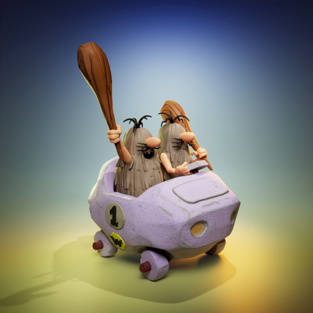 UNPAINTED Wacky Races Boulder Mobile 3D Printed Model Kit UW