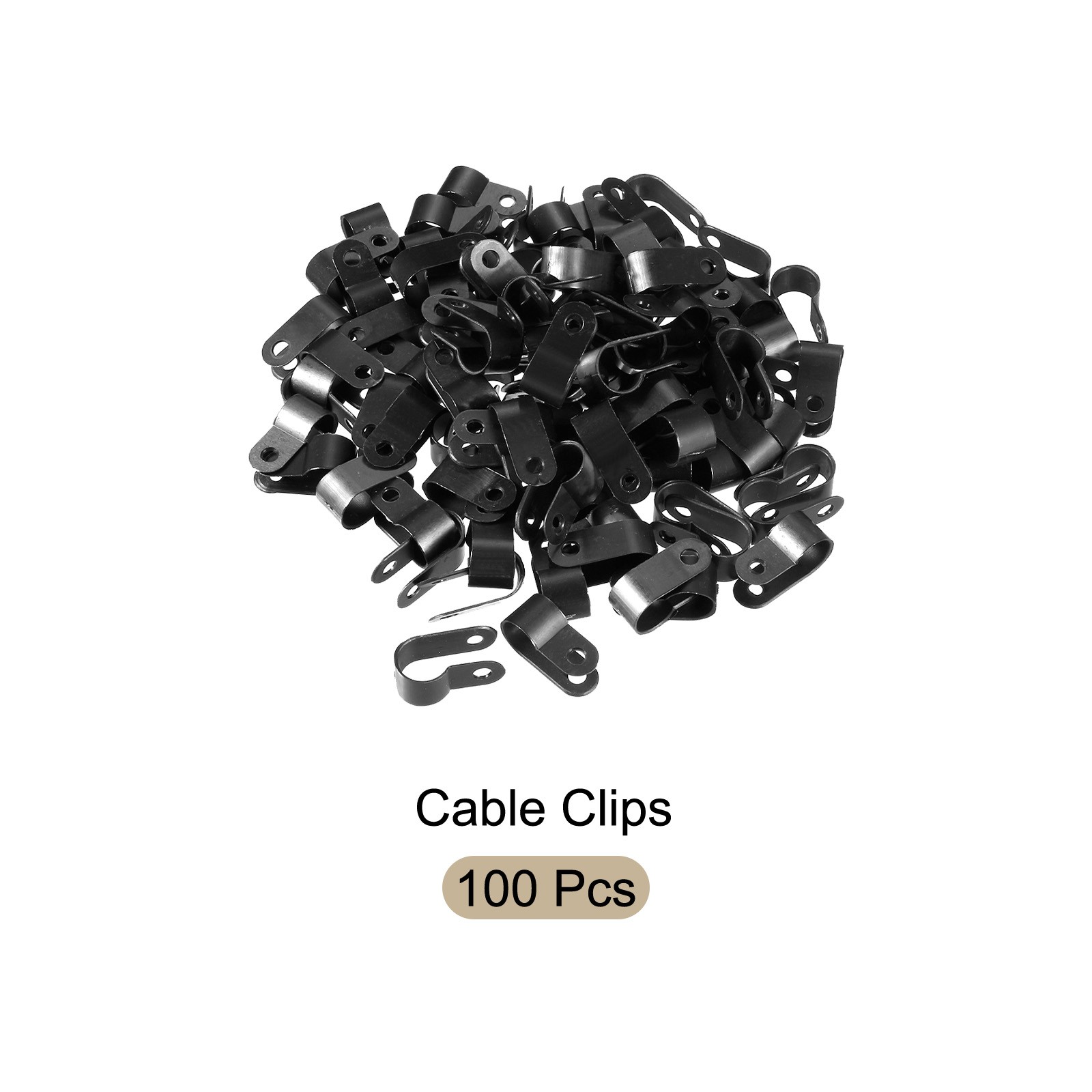 100Pcs R-type Cable Clips Wire Management Clamp Nylon 0.41 inch Black