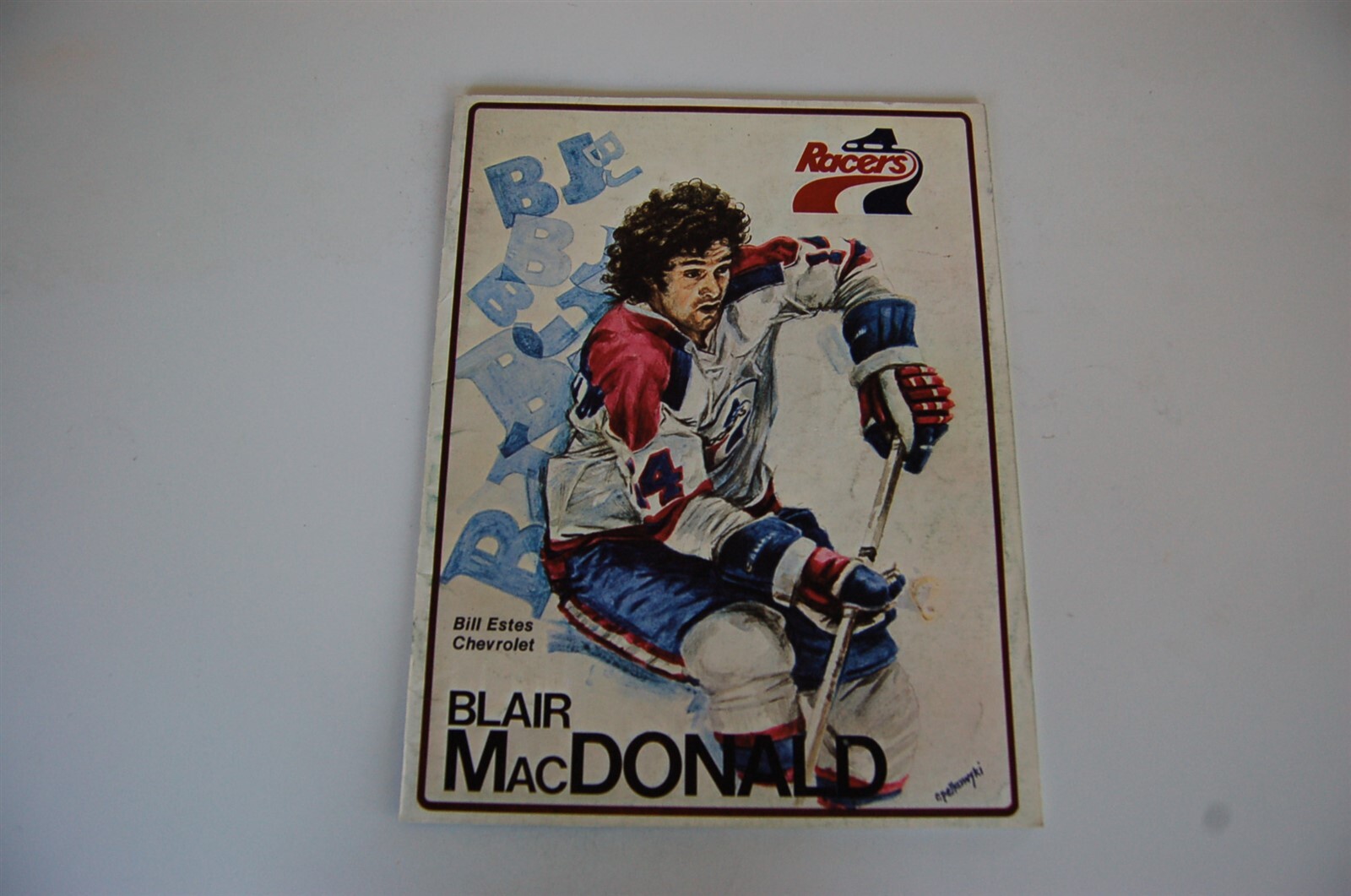 1977 Indianapolis Racers - Calgary WHA Hockey Program - Blair MacDonald Cover