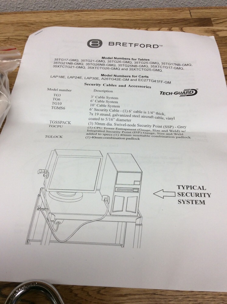 Bretford TG6 Tech Guard 6' Computer Security System