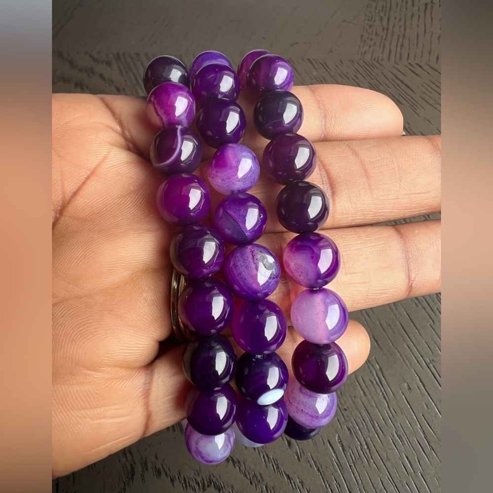 Purple lace agate 10mm 6.5’ (one)