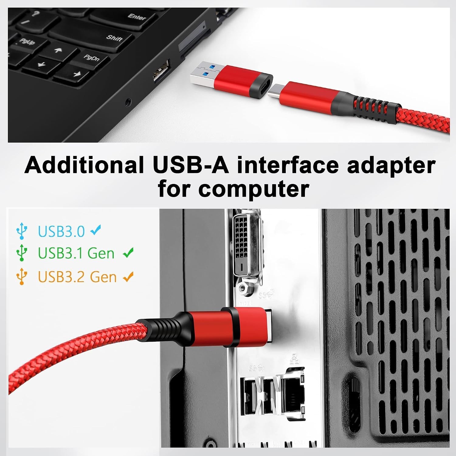 Red 20FT Data Transfer Link Cable for VR Gaming - Compatible with Quest Series