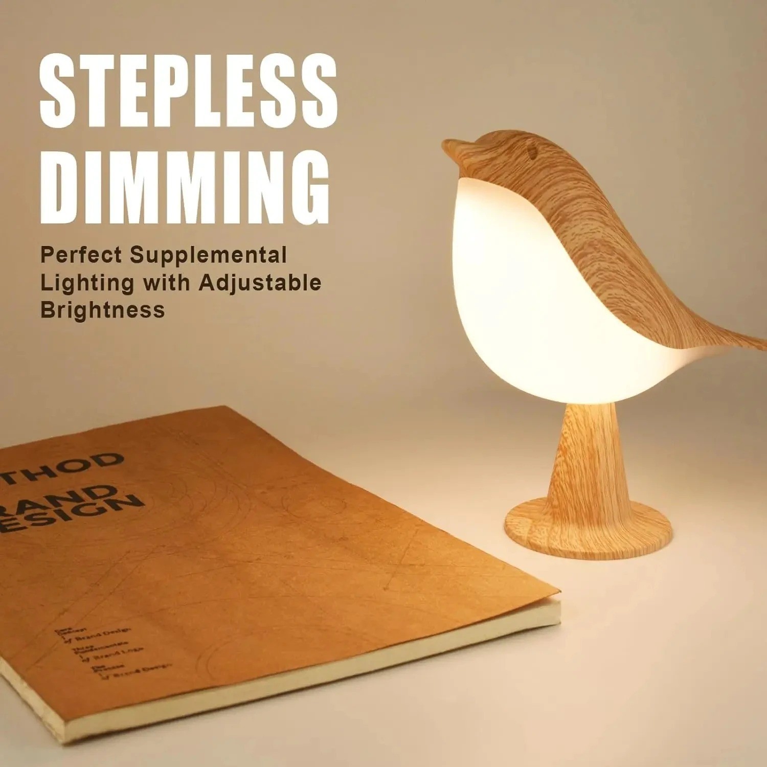 1pc LED Touch-control Bird Lamp - Art Deco, 3-levels Dimmable, Usb-cordless with