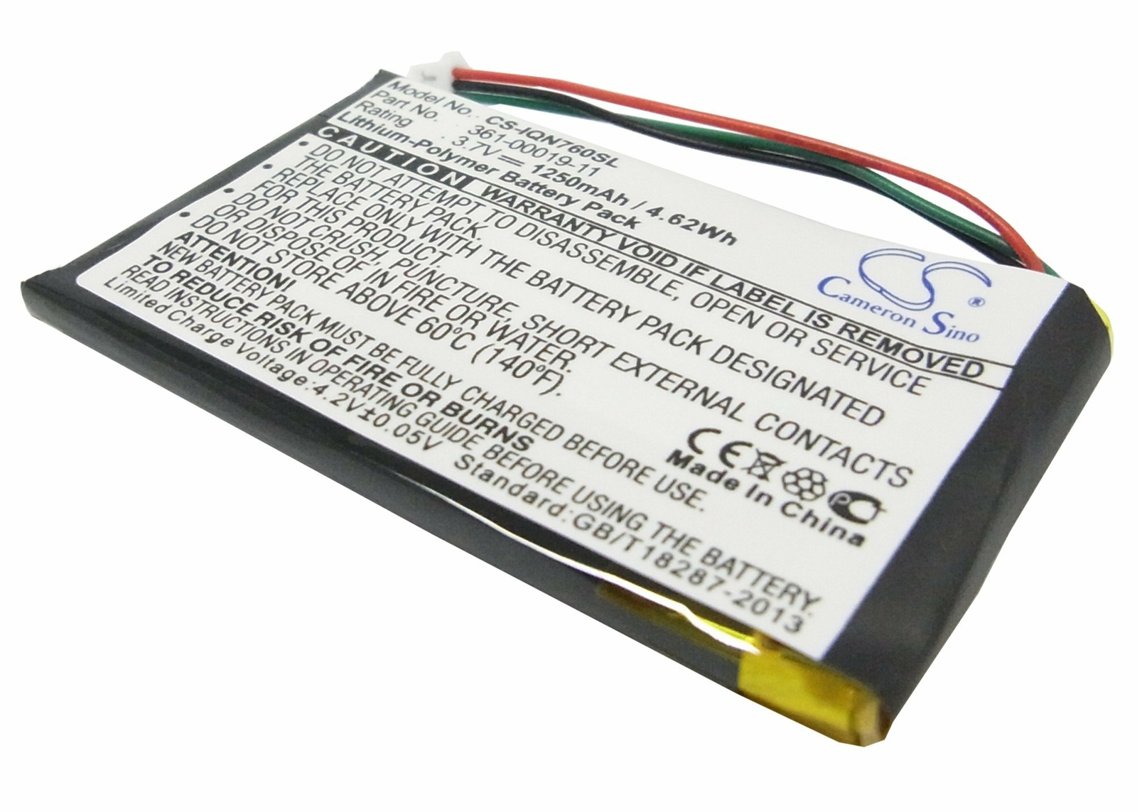 1250mAh Battery For Garmin Nuvi 3590,3590LMT,700 (3 wires),710,710T,760,760T/765