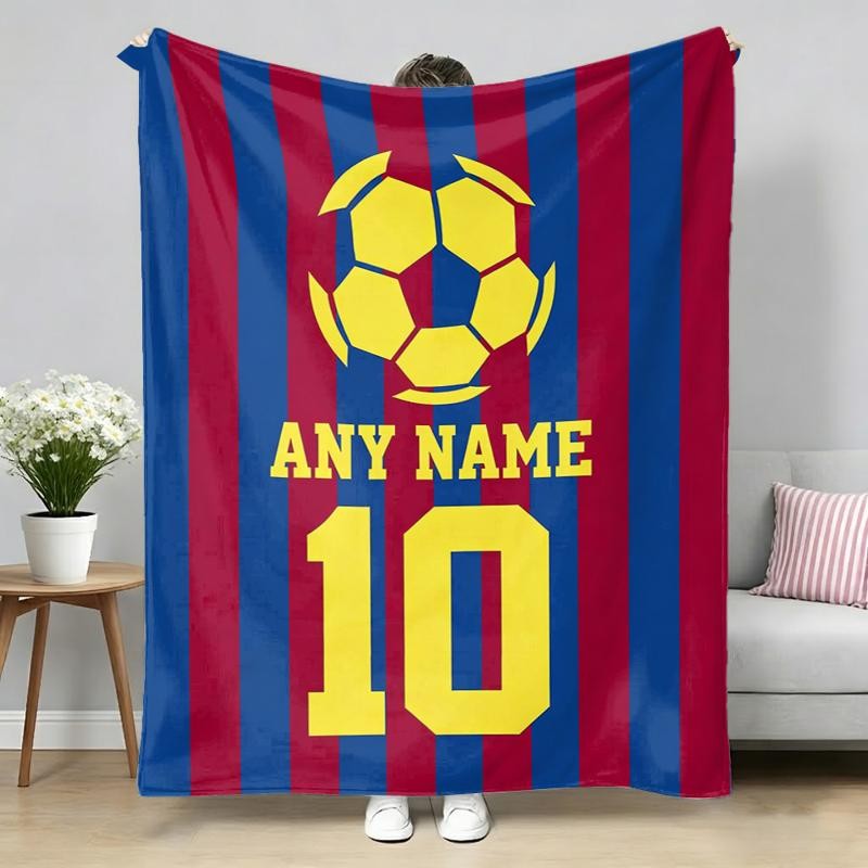 1x Personalized Custom Name/Text Football Blanket Football Pattern Design Sport❀