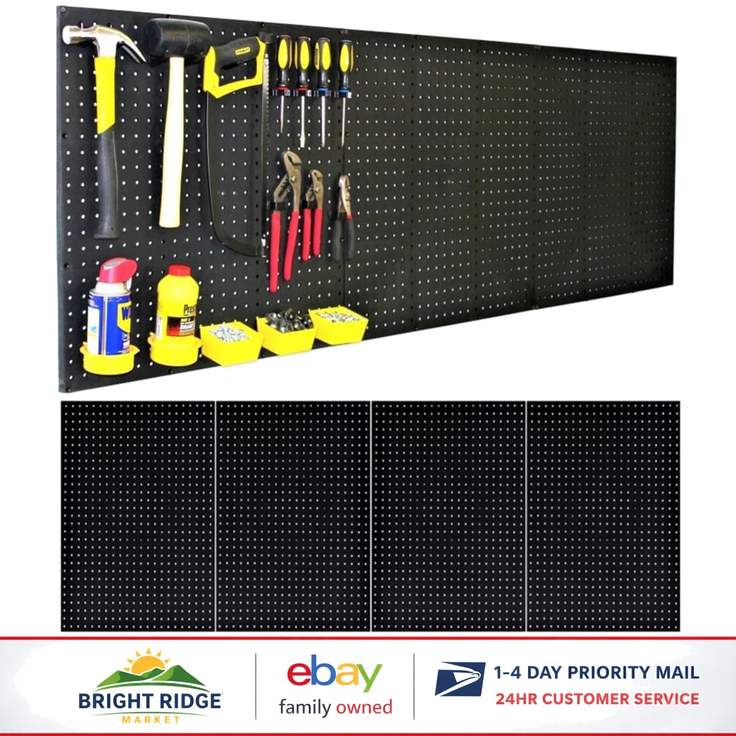 Pegboard Wall Organizer Kit with 4 Panels for Garage, Office, and Craft Rooms