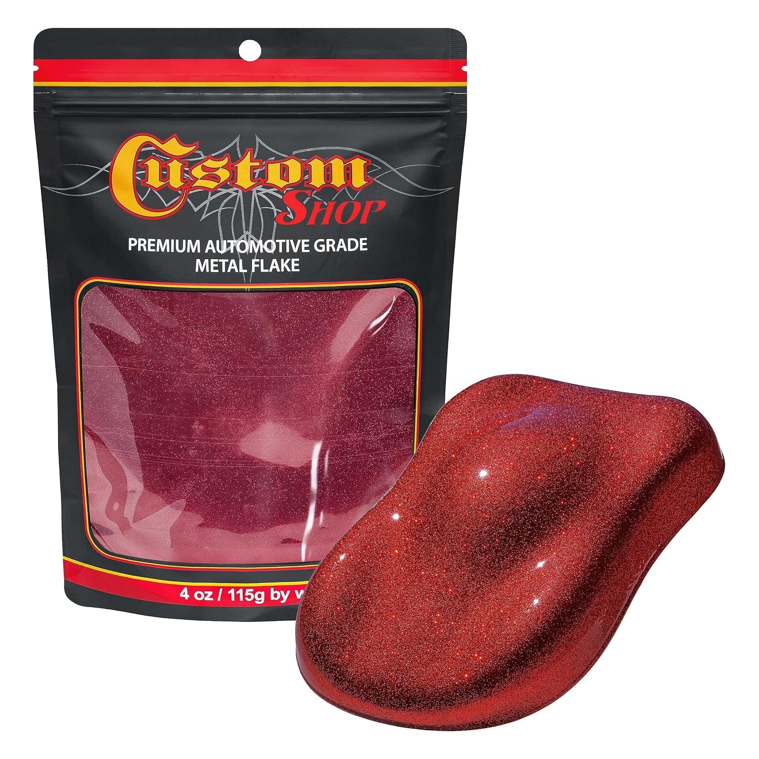 Custom Metal Flake Paint Kit, 4oz Fire Red .004" Micro Flakes, Automotive