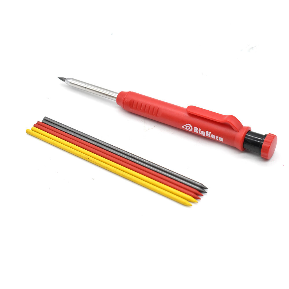 Mechanical Carpenter Pencil with Built-in Sharpener Comes with 3 Colors 6 Refill