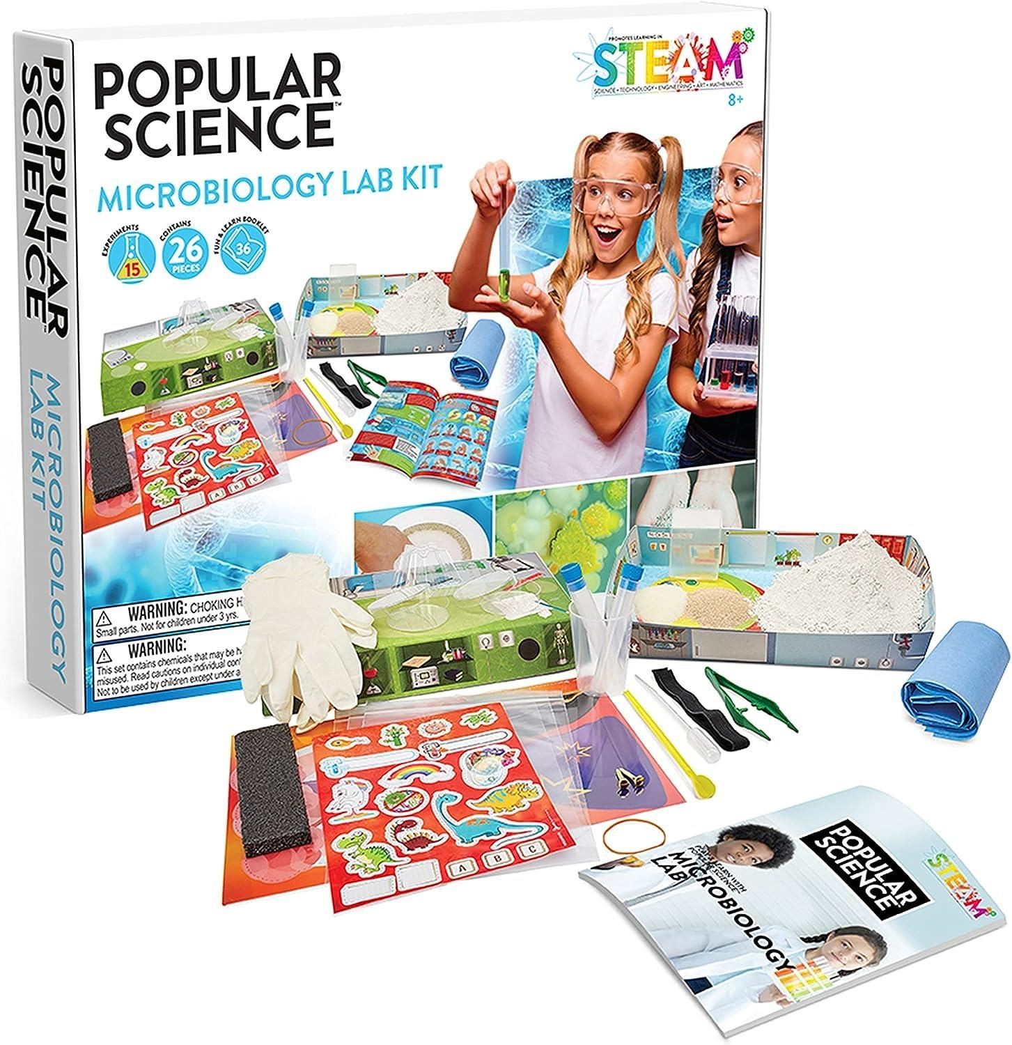 Popular Science Microbiology Lab Kit STEM 26pcs Bacteria Fungus Learning
