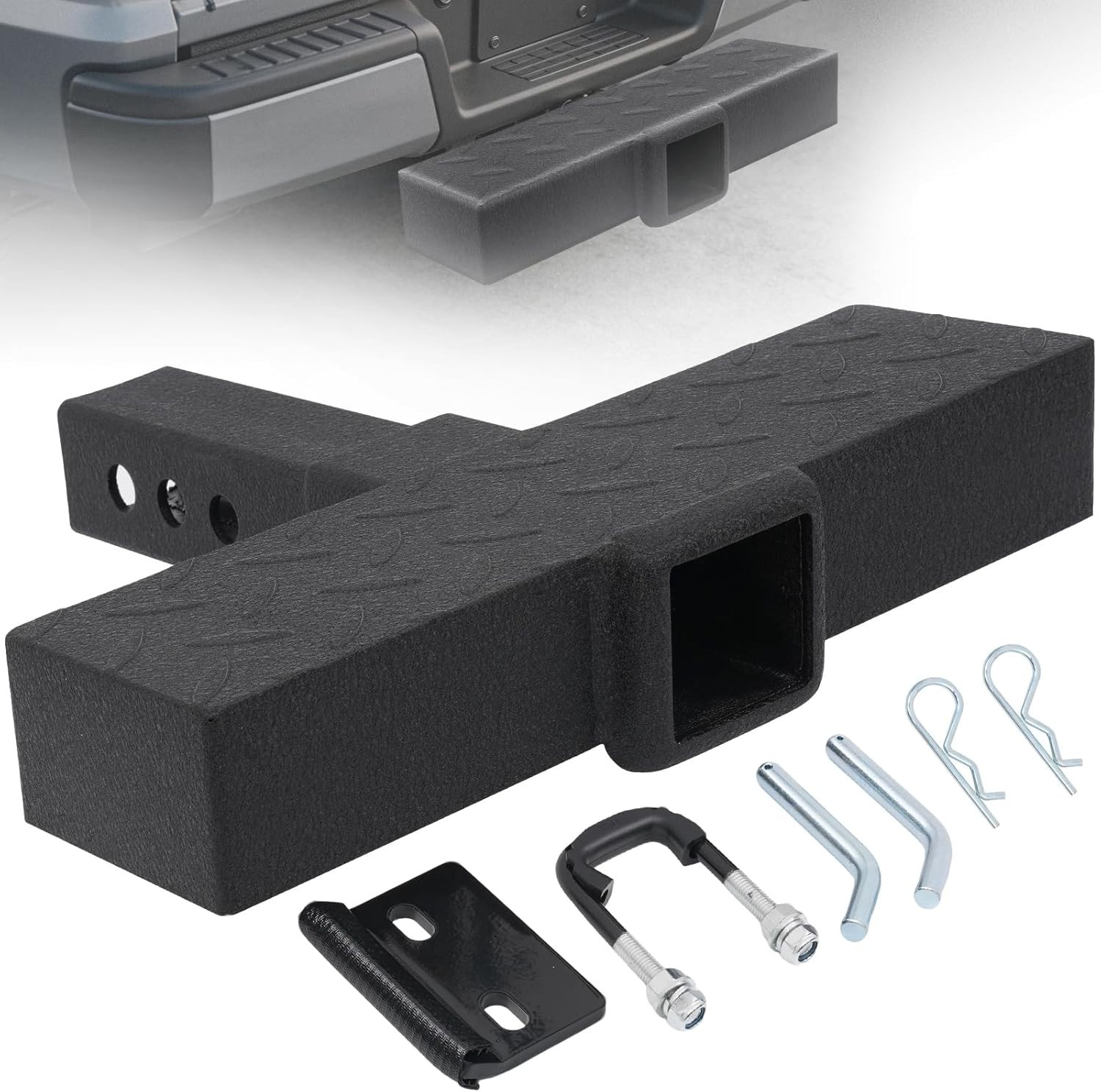 Universal Hitch Step Bar for 2" Receiver Trailer Towing Rear Bumper Guard Steel