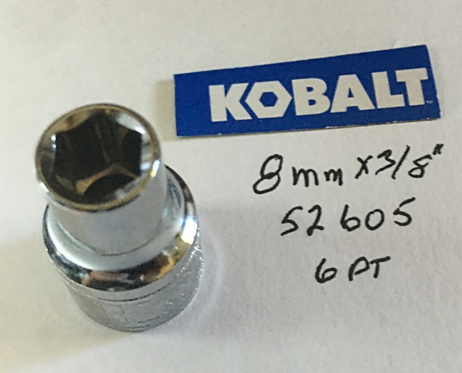 Kobalt 8 mm x 3/8" Dr Standard Chrome Socket 6 Pt  # 52605 Free USA Shipping