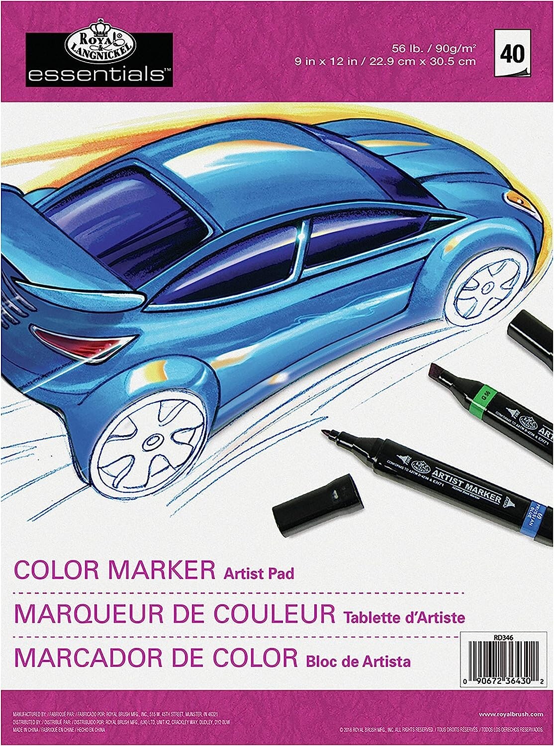 ROYAL LANGNICKEL ESSENTIALS COLOR MARKER ARTIST PAD 40 SHTS