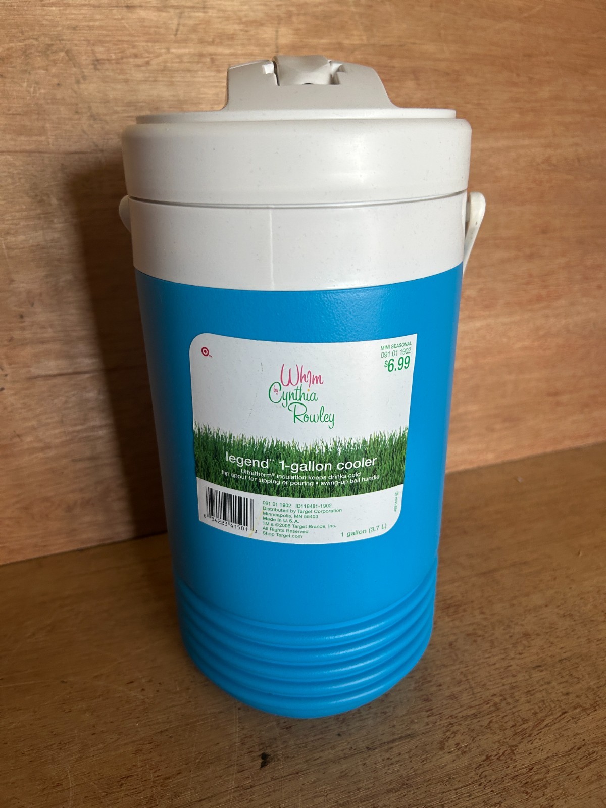 Igloo One Gallon Cooler Water Jug Flip Spout Blue White 2008 NOS Cynthia Rowley