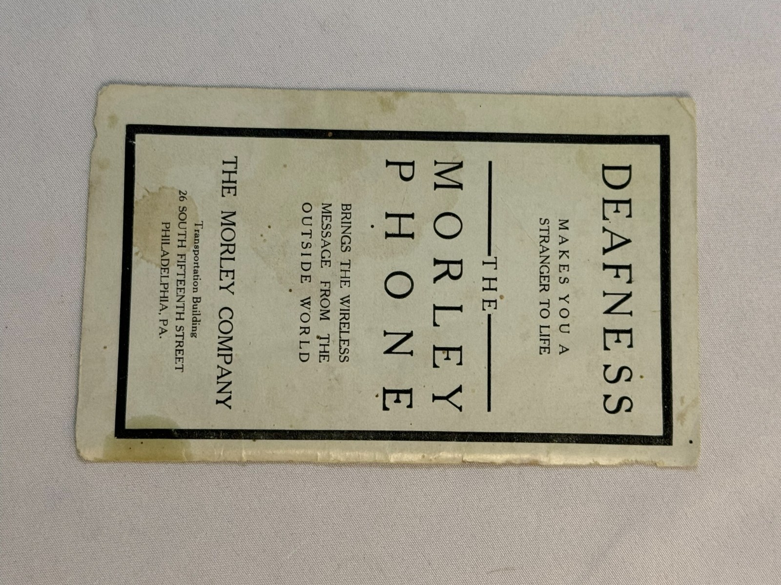 Morley Phone Hearing Aid Way Invisible Ear Drums w Pamphlets Vintage