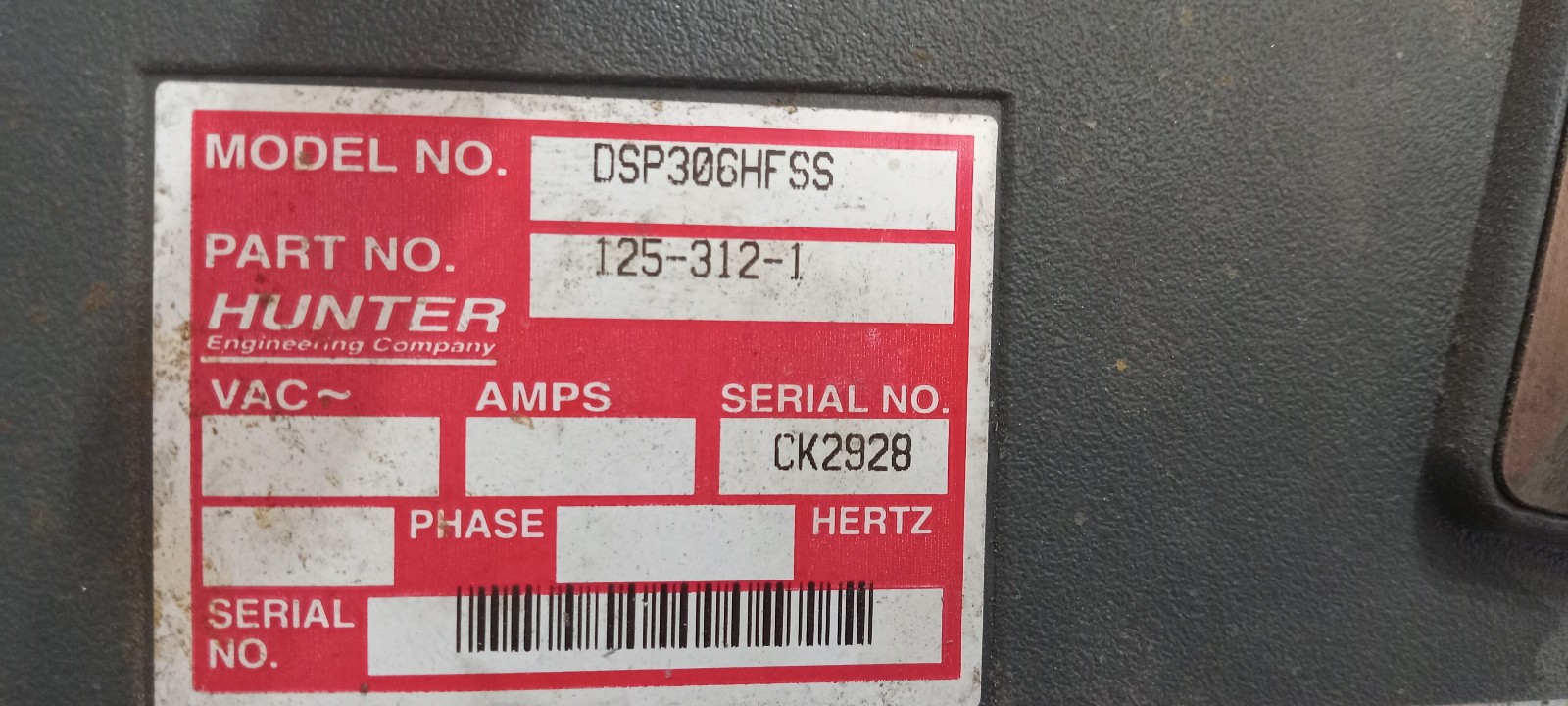 Hunter 611 alignment sensor head right (passenger) front DSP306HFSS