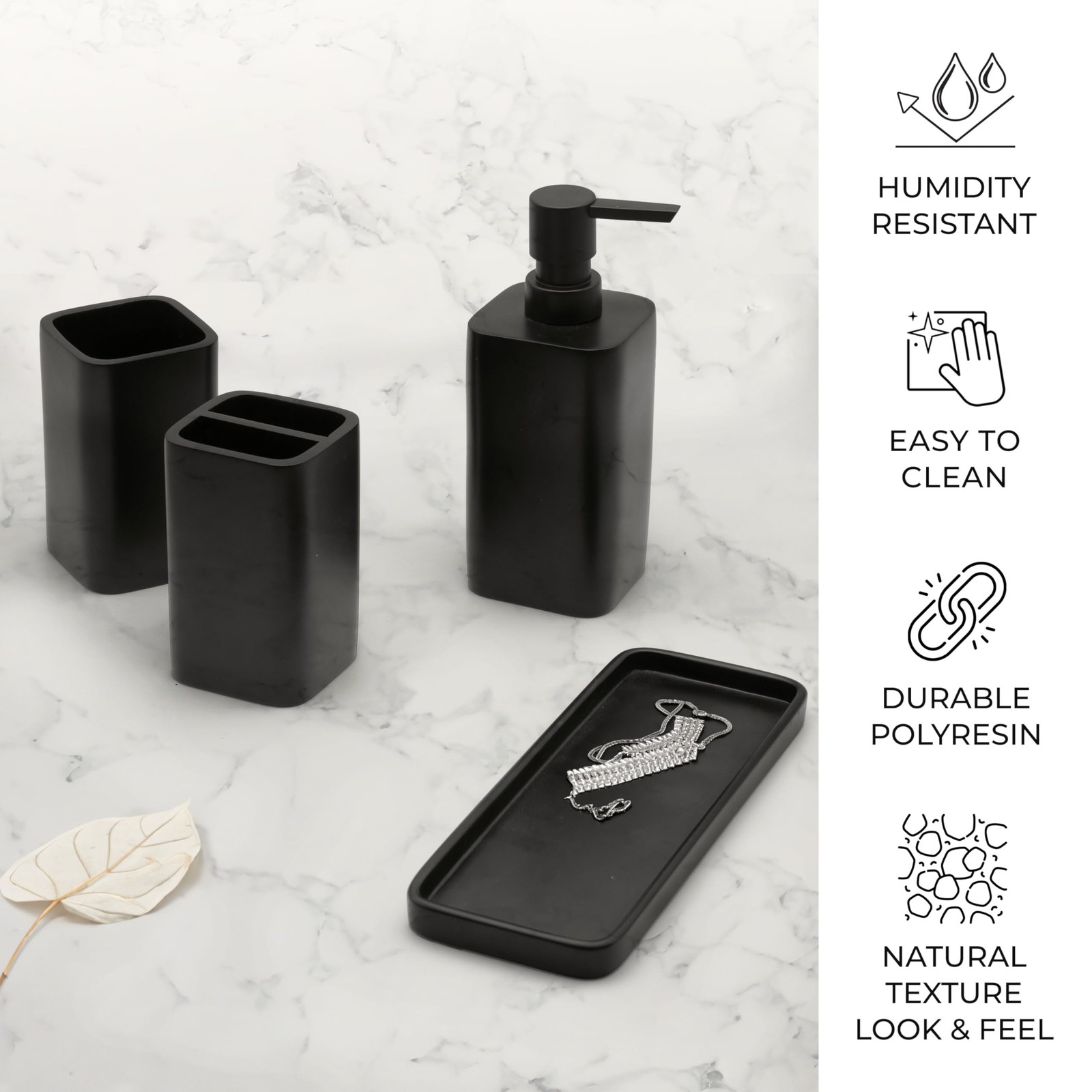 Matte Black Bathroom Accessory Sets, 4 Pieces Bathroom Accessories Complete Set