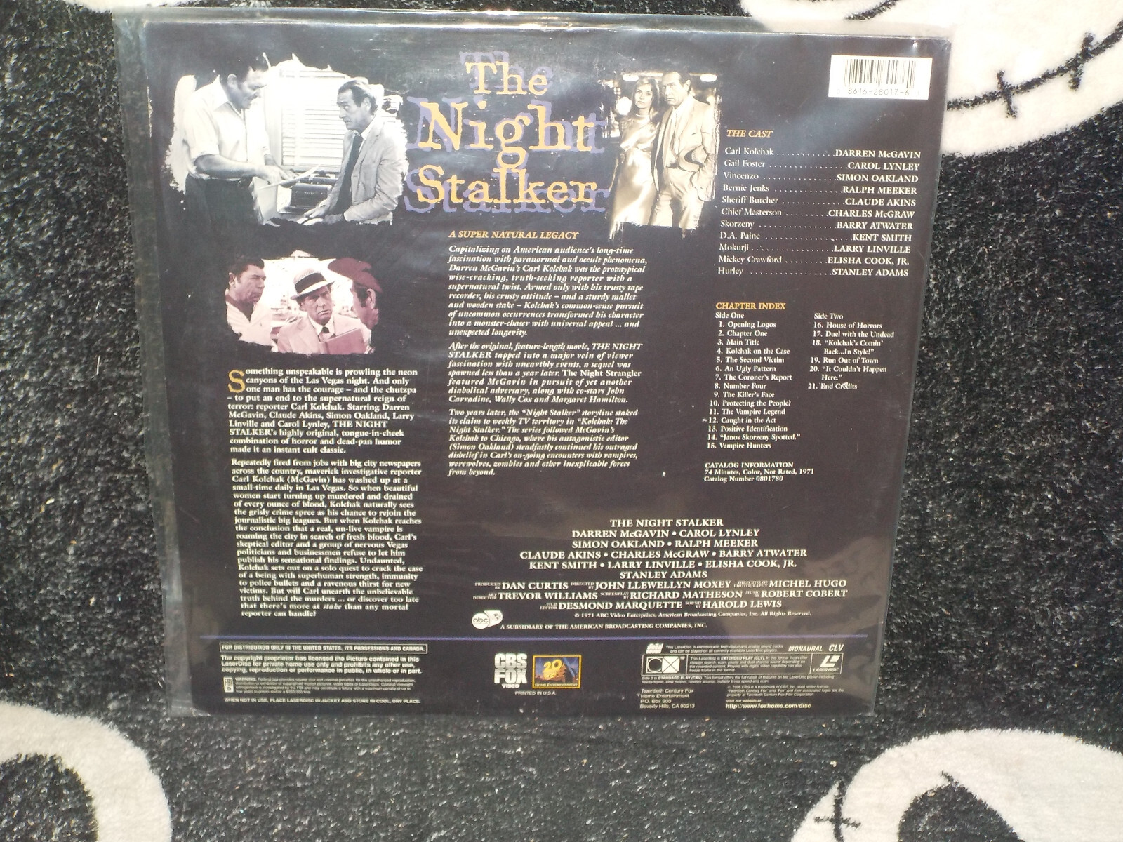 The Night Stalker Laserdisc LD Darren McGavin Carol Lynley Free Ship $50