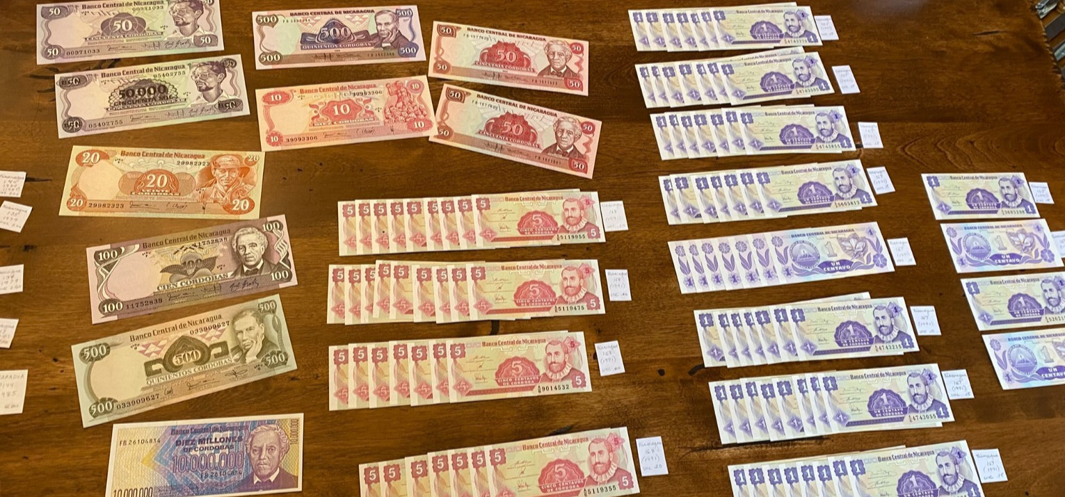 banknotes of Nicaragua lot currency money cordoba cordobas collection banknote