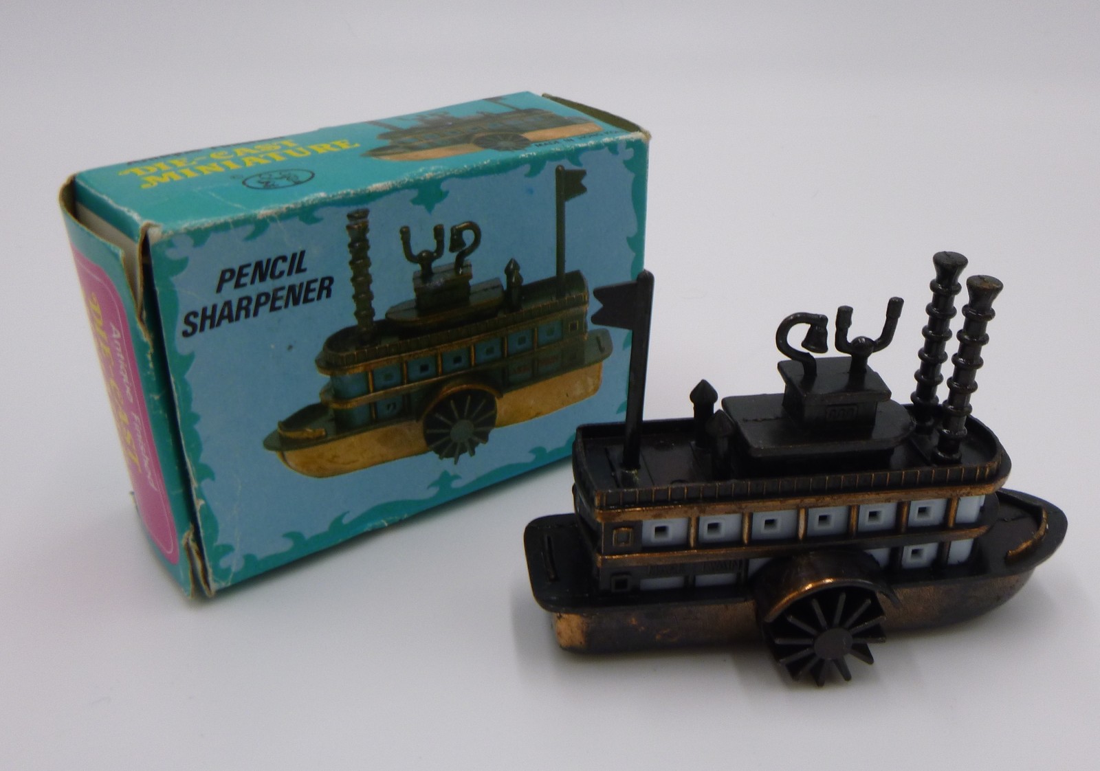 1970s Vintage Mark Twain Steam Paddle Boat Die-Cast Pencil Sharpener Hong Kong