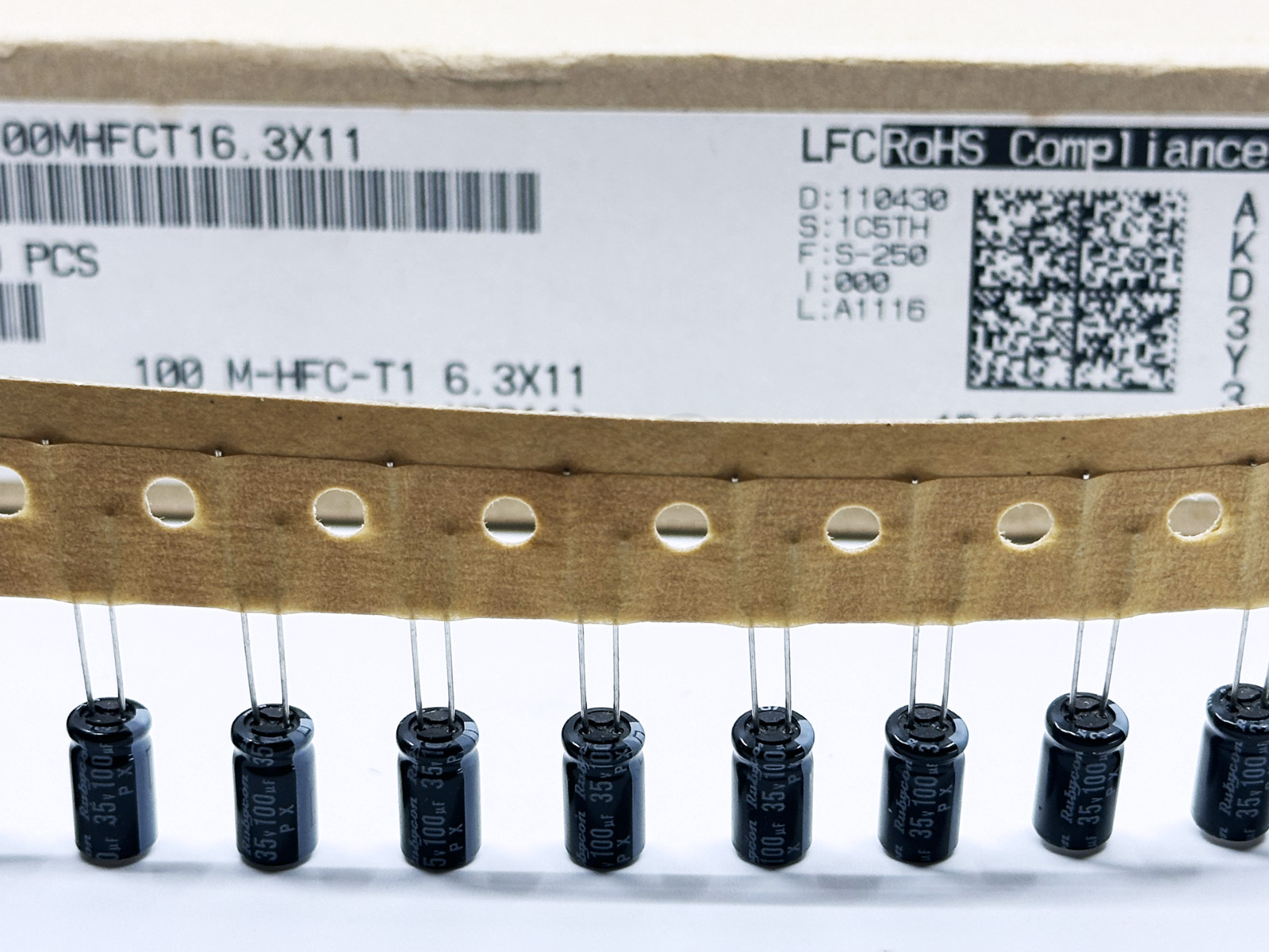 50PCS 35PX100MHFCT16.3X11 Rubycon PX 100uF 35V 6.3x11mm Electrolytic Capacitor