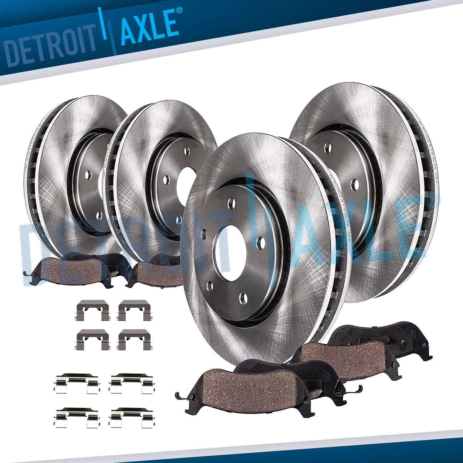 12.44" Front 12.40" Rear Disc Rotor Ceramic Brake Pad for 2008-2014 Cadillac CTS
