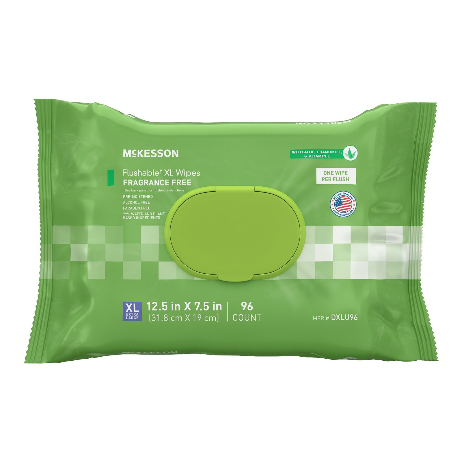 McKesson Flushable* Personal Wipe 7.5 x 12.5" DXLU96 6 Pack 576 Wipes