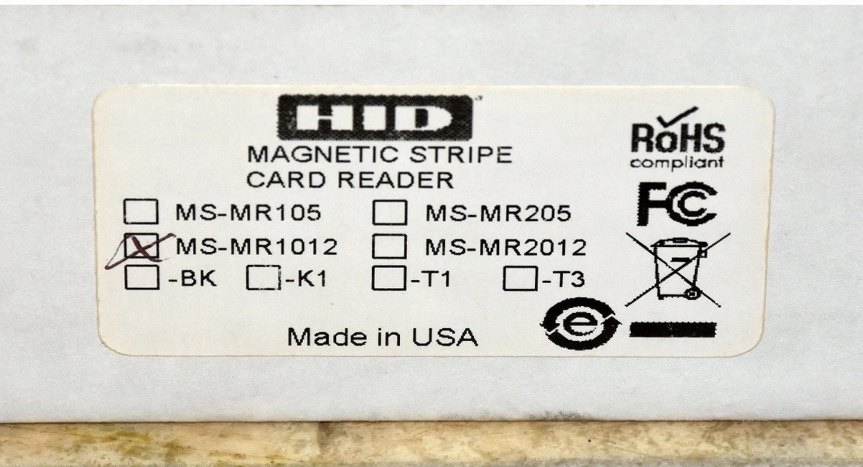 NEW HID / Mercury Security MS-MR1012 Magnetic Stripe Card Reader MR1012 Grey