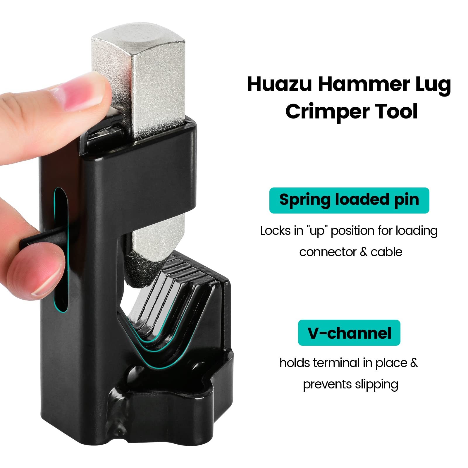 Hammer Lug Crimper Tool, Huazu Wire Terminal for Black