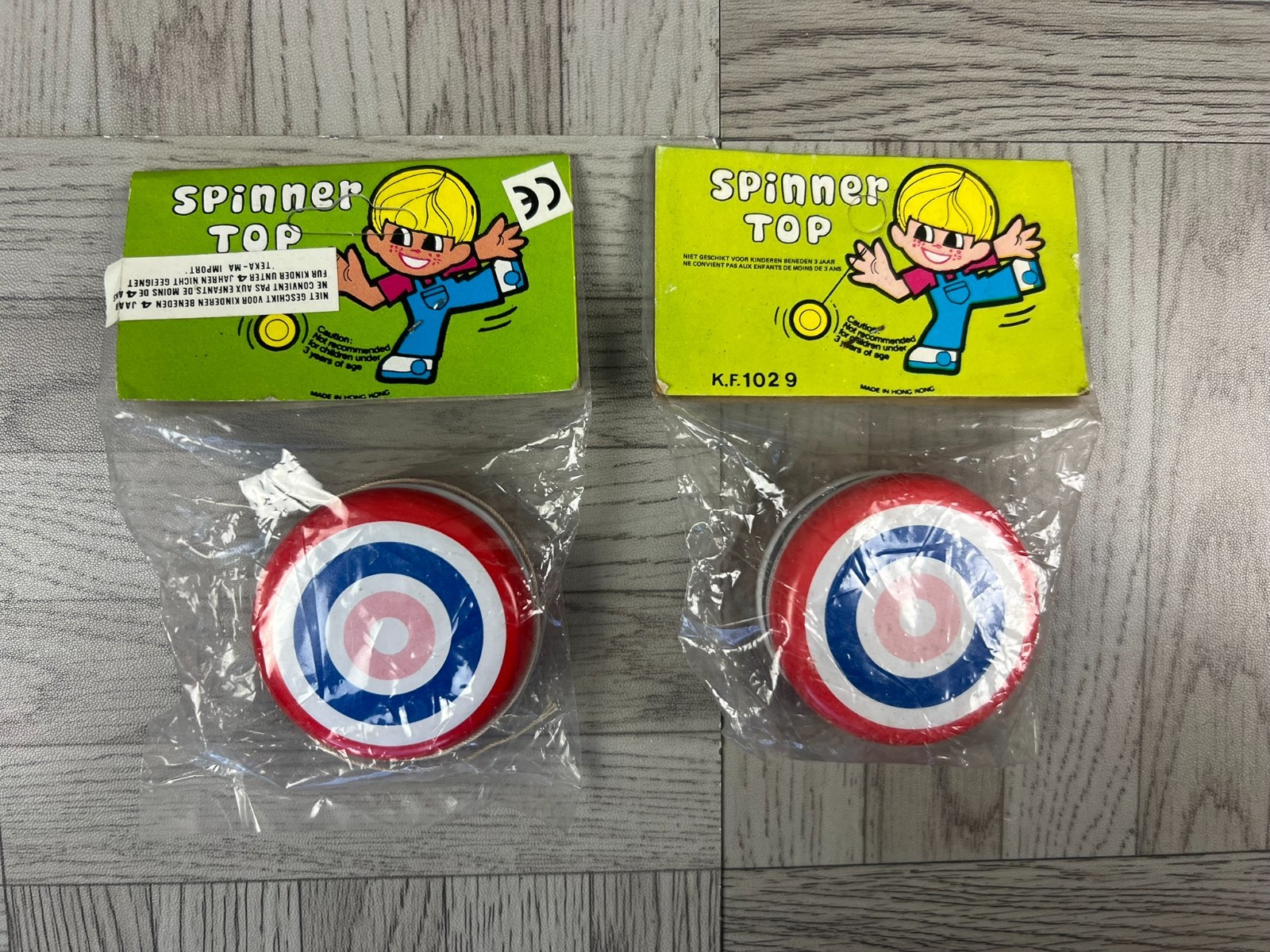 Two Vintage Yo-Yos - Spinner Tops - New In Bags - Hong Kong - YoYo