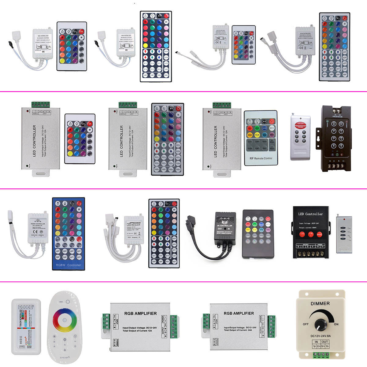 RF IR LED Remote Controller Amplifiers Dimmer for RGB RGBW 5050 LED Strip Light