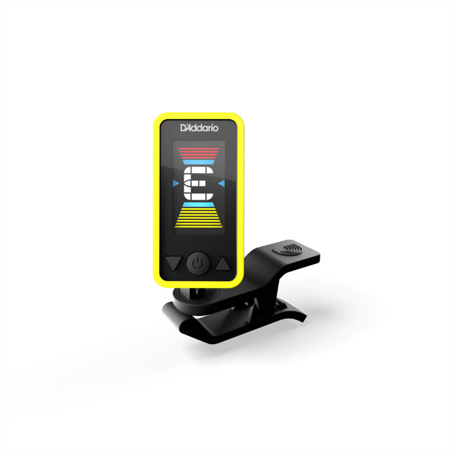 D'Addario Eclipse Headstock Guitar Tuner, Yellow, PW-CT-17YL