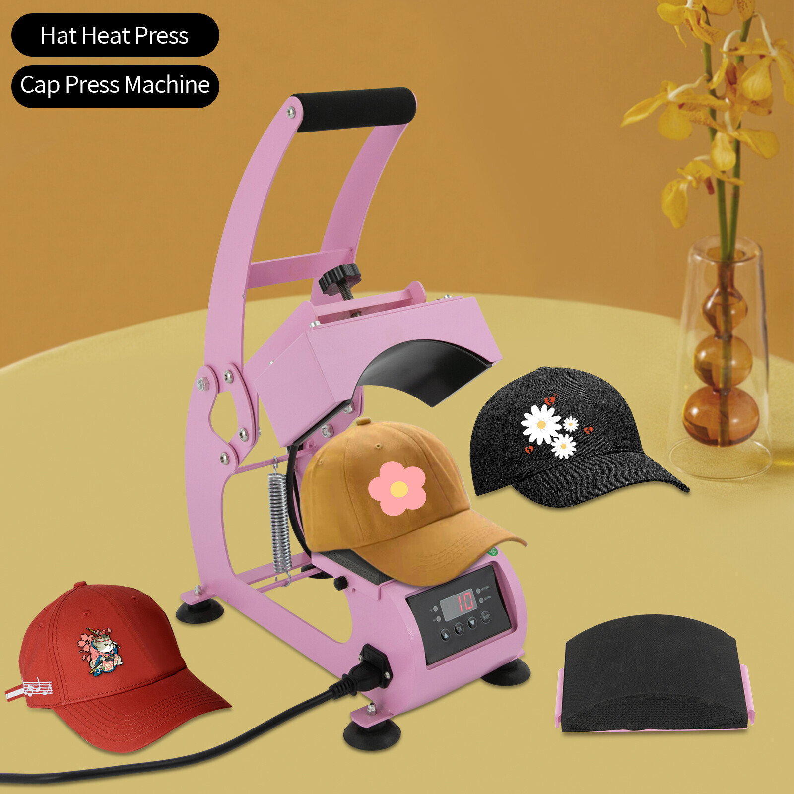 500W Hat Heat Press Machine Temperature Control Heating Plate Cap Press Machine