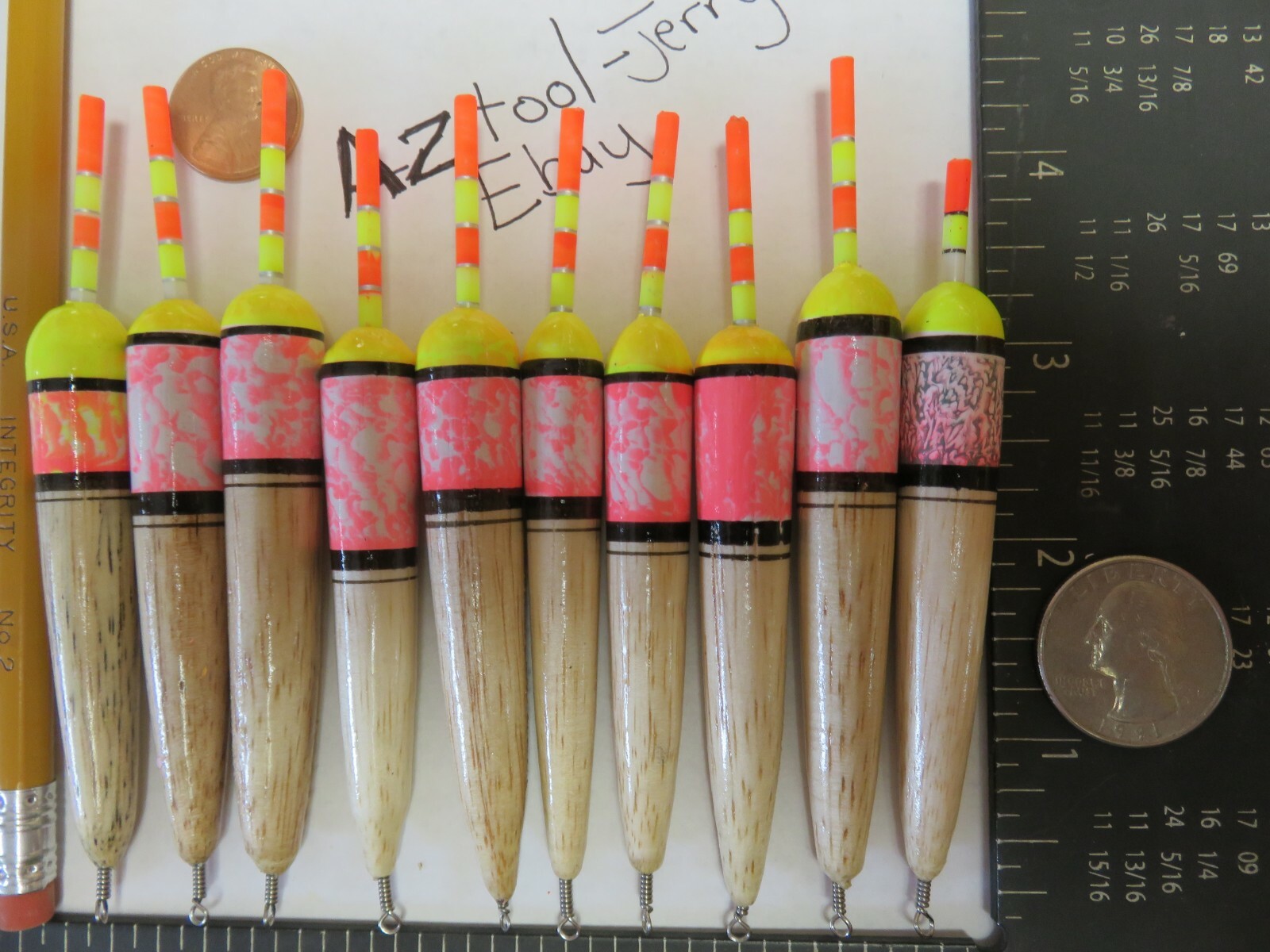 10 NEW WOOD SLIP FLOATS / BOBBERS PANFISH  ICE FISHING NO FREEZE UP ON LINE B19