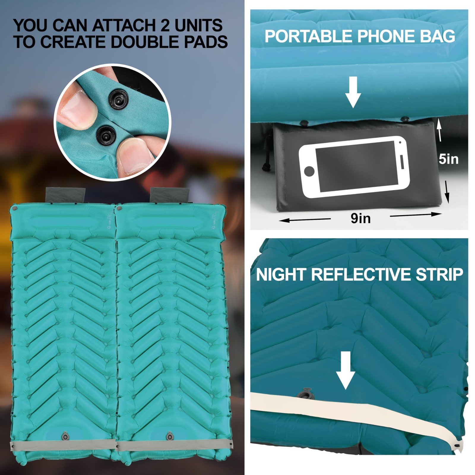 Sleeping Pad with Pillow, Self Inflating Extra-Thick, Ultralight Sleeping Mat...