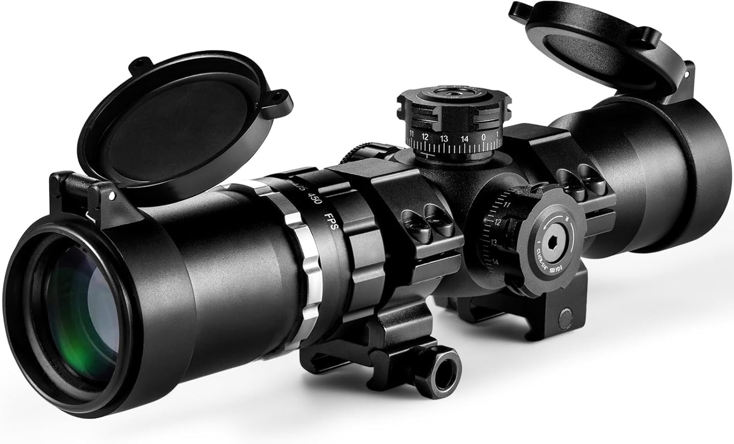 Crossbow Scope 1.5-5x32, with Locking Ring, 250-450 FPS Speed Adjustment, Speedl