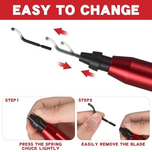 3-Piece Hand Deburring Tool Set with Countersink Reamer & 15 HSS Blades for Meta