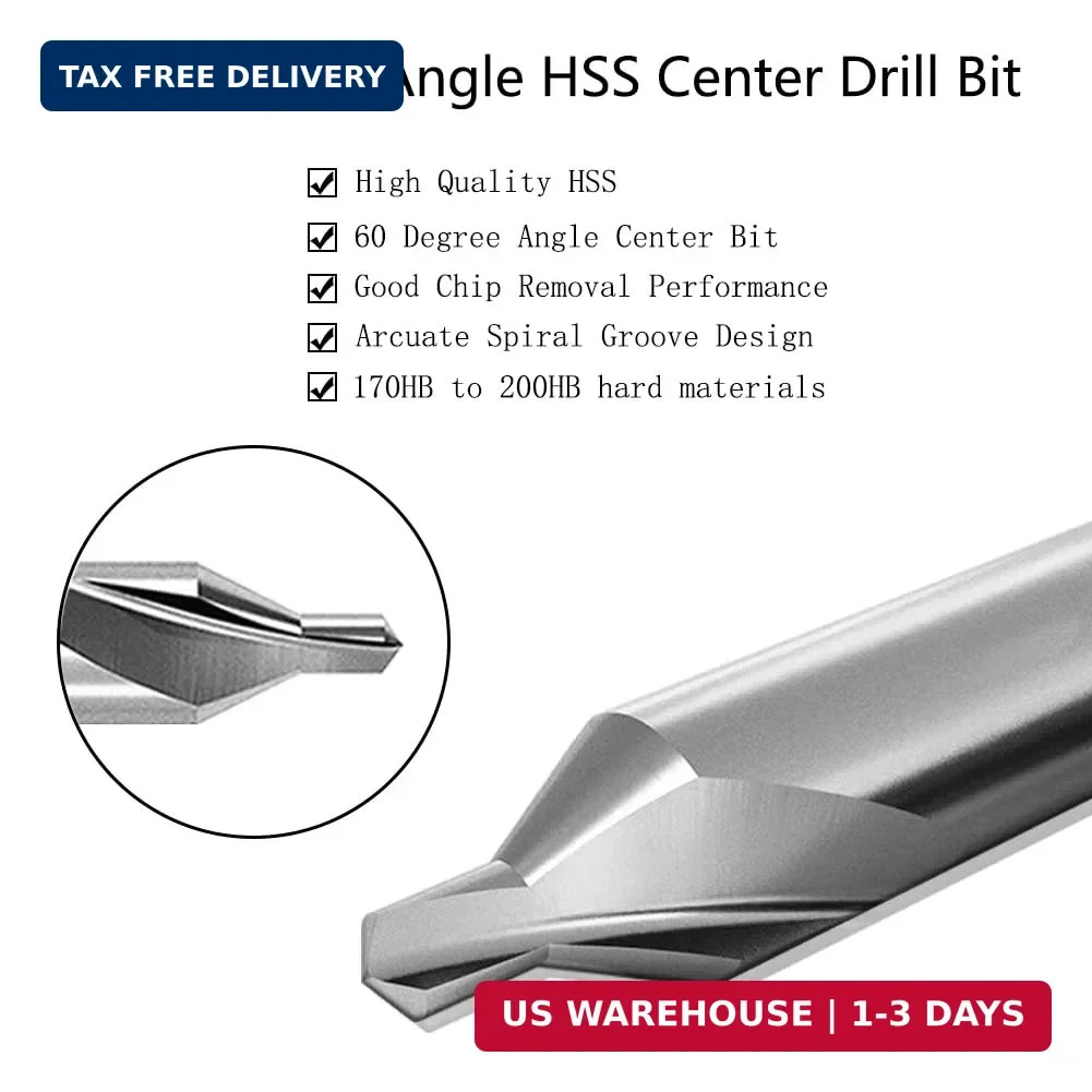 8 PCS Center Drill Bits Set, Countersink Tools for Lathe Metalworking 60 Degree